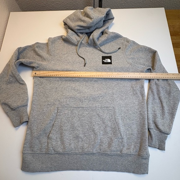 The North Face Box Logo Hoodie Womens Medium Gray Pullover Back Graphic - Picture 4 of 6